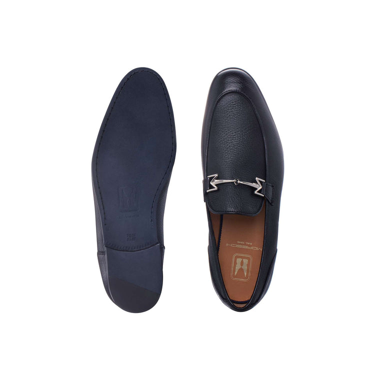 Navy Blue leather Loafer