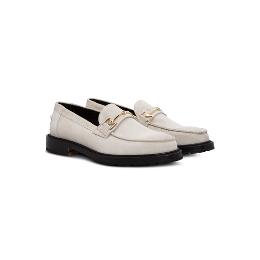 White suede woman loafer