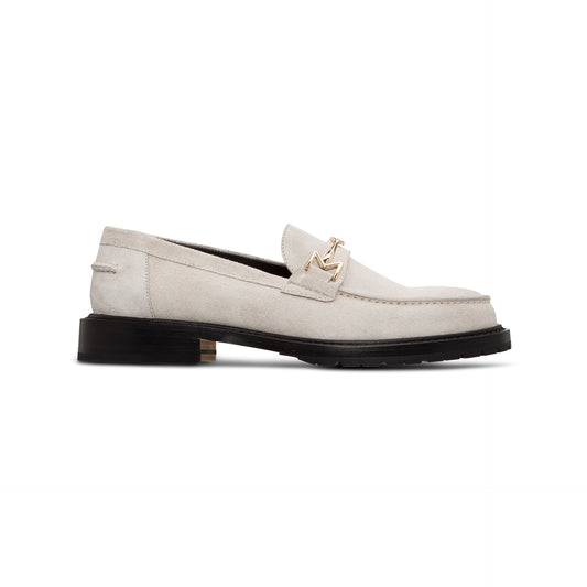 White suede woman loafer