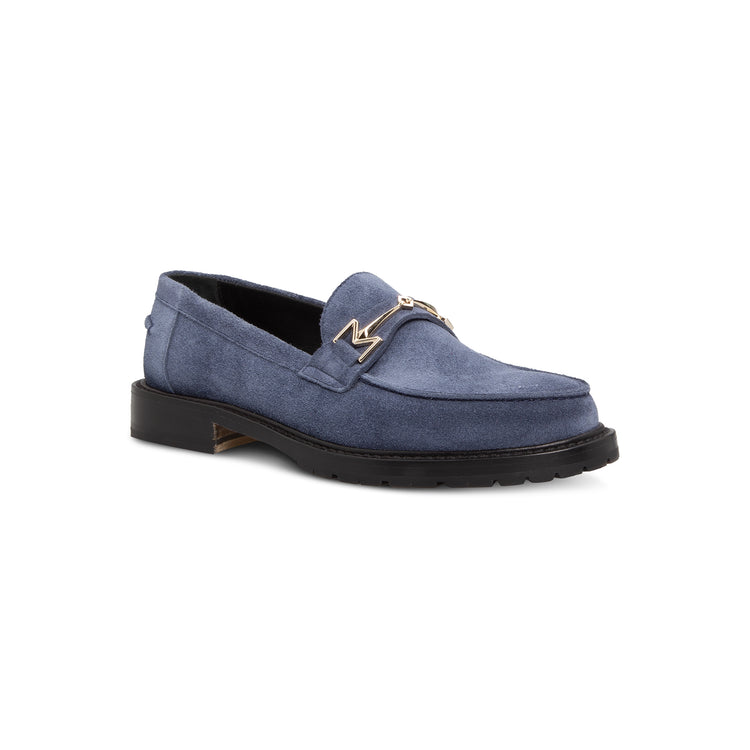 Blue suede woman loafer