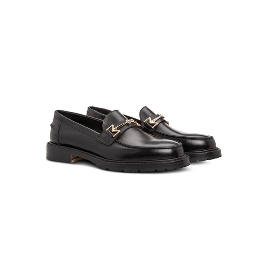 Black leather woman loafer
