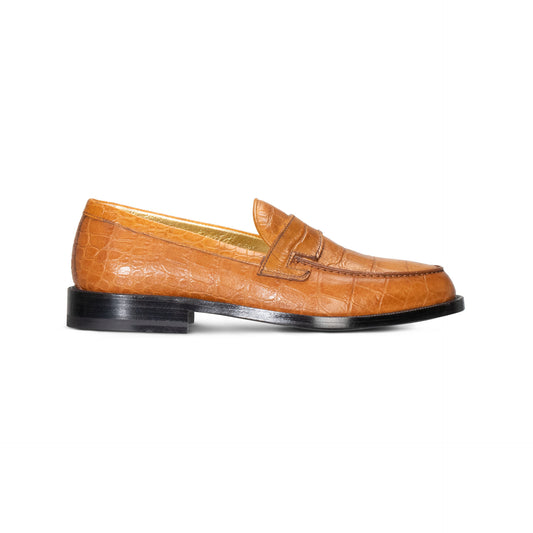 Tan leather woman loafer