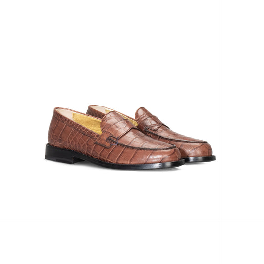 Dark brown leather woman loafer