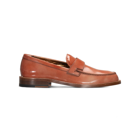 Brown leather woman loafer