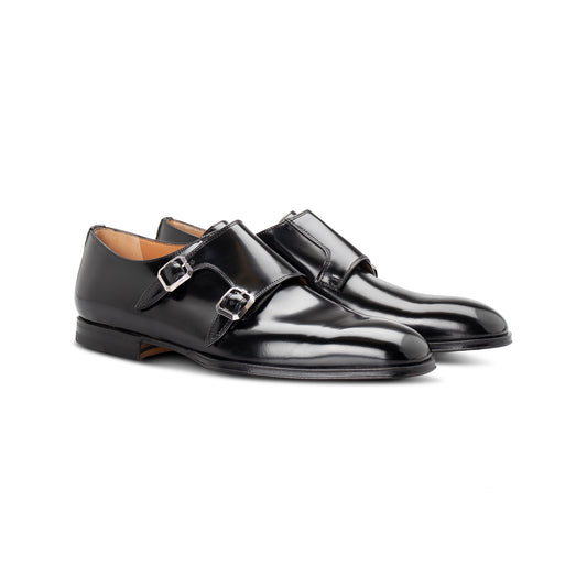 Black leather Double Monks Moreschi Italian Shoes - Pairs Image
