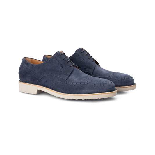 Blue suede Derby Moreschi Italian Shoes - Pairs Image