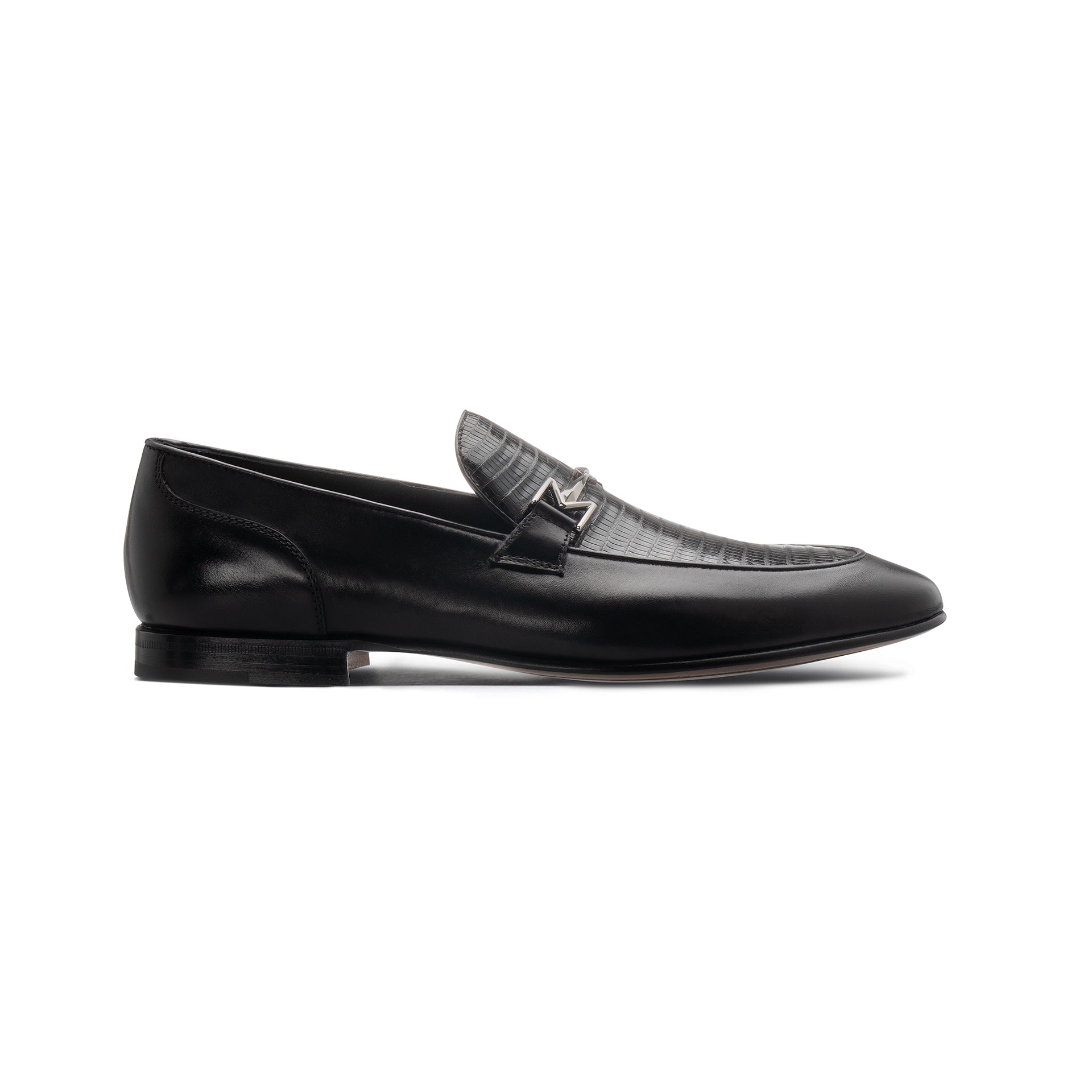 Black leather Loafer Moreschi Italian Shoes - Main Image