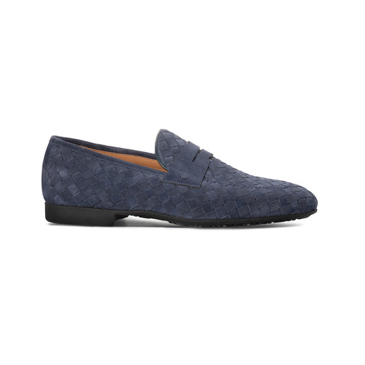 Blue suede Loafer Moreschi Italian Shoes - Main Image