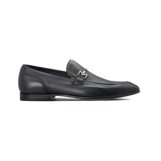 Blue navy leather Loafer Moreschi Italian Shoes - Main Image