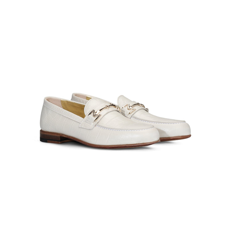 White leather Woman Loafer