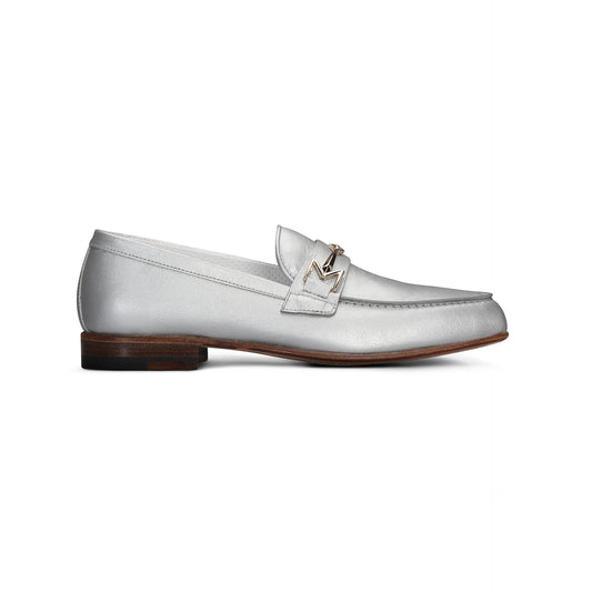 Silver leather Woman Loafer