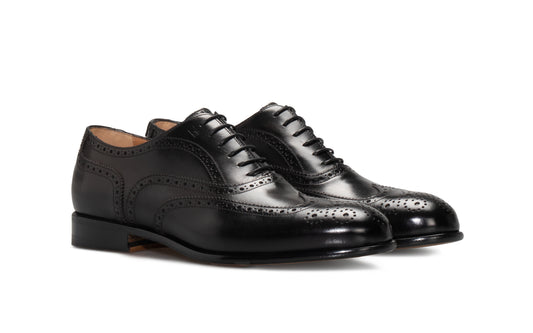 Black leather Oxford Moreschi Italian Shoes - Pairs Image