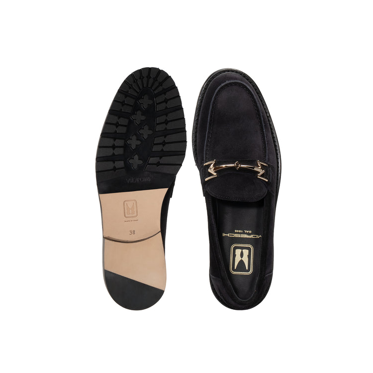 Black suede woman loafer