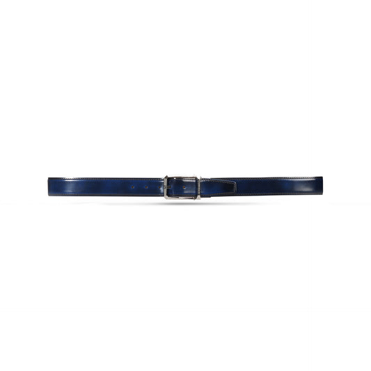 Blue navy leather belt