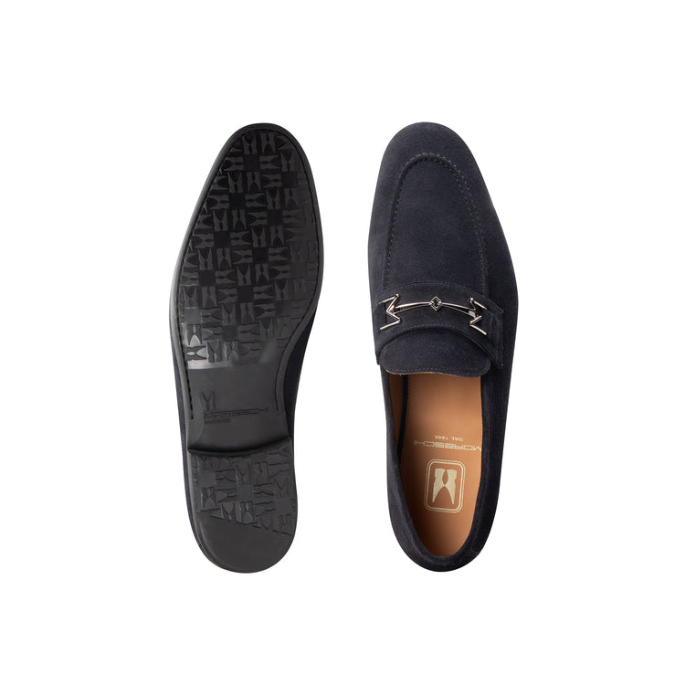 Black suede Loafer Moreschi Italian Shoes - Top and Bottom Image