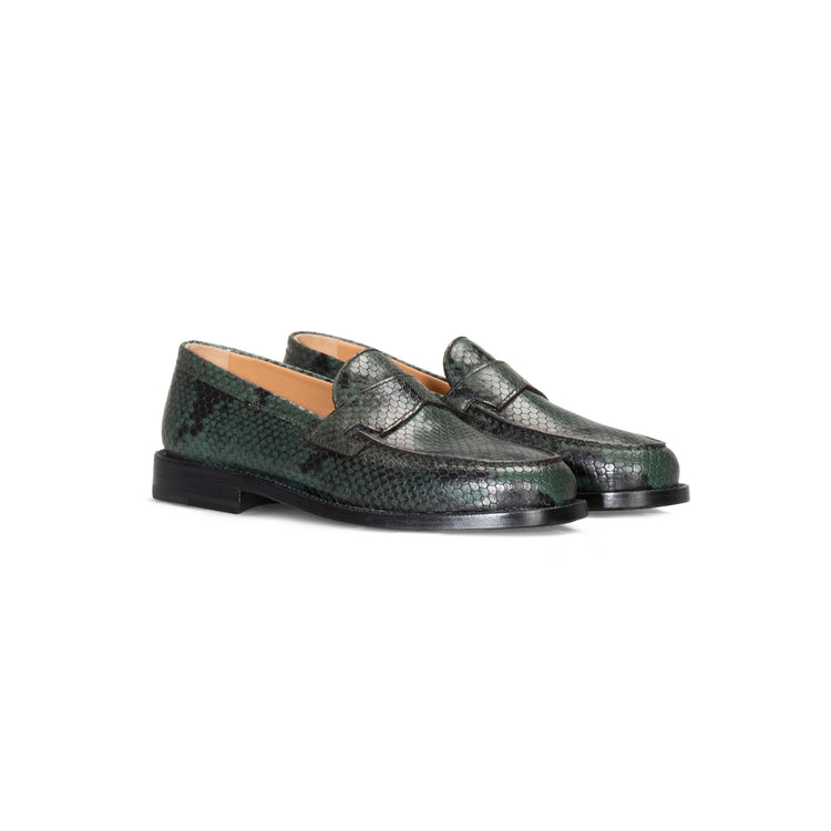 FOR HER - Green leather loafer