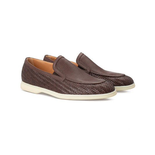 Brown leather Slip on Moreschi Italian Shoes - Pairs Image