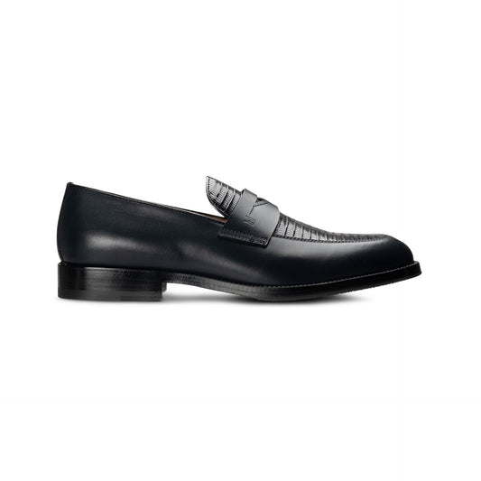 Dark Blue fine leather Loafer Moreschi Italian Shoes - Main Image