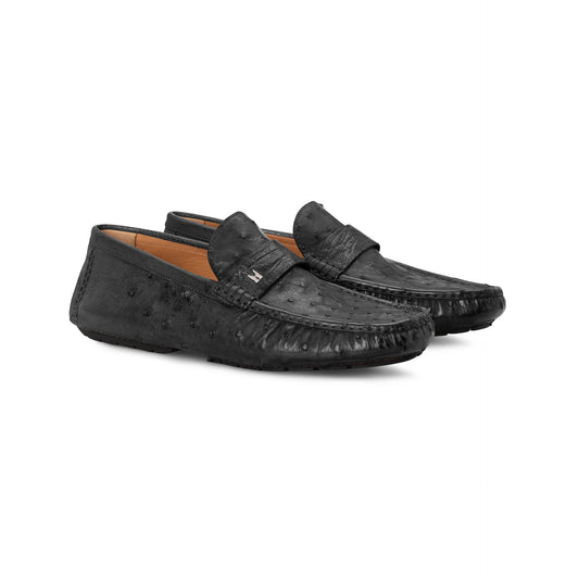 Black ostrich leather Driver Moreschi Italian Shoes - Pairs Image