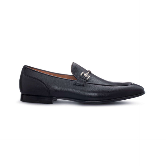 Navy Blue leather Loafer Moreschi Italian Shoes - Main Image