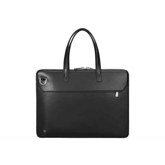 Black leather Briefcase all around zip