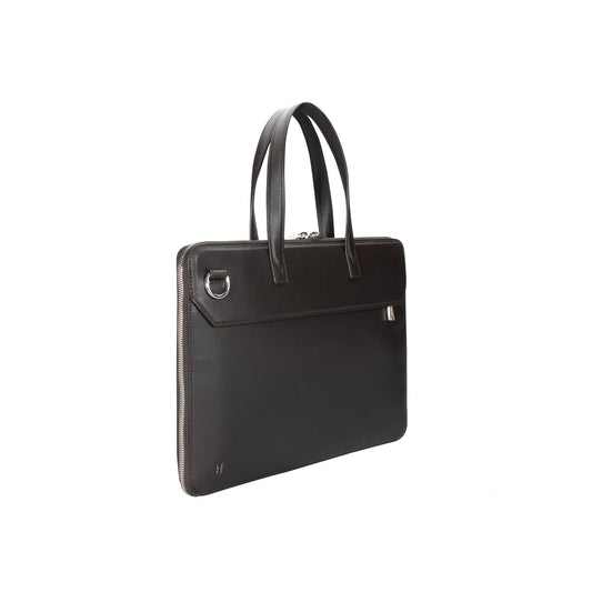 Brown leather Briefcase all around zip