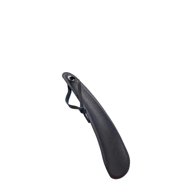 Navy blue leather shoehorn