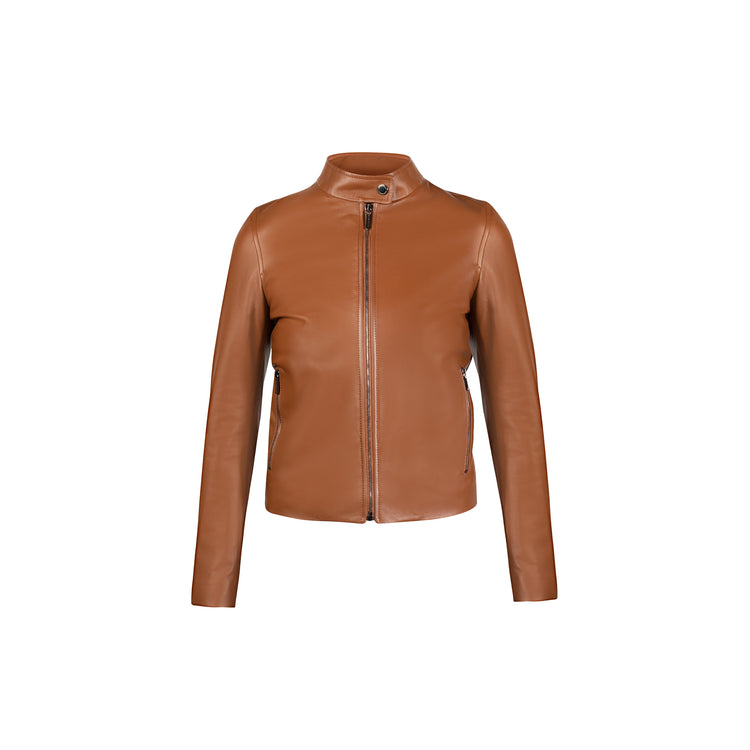 Brown leather woman motor Jacket