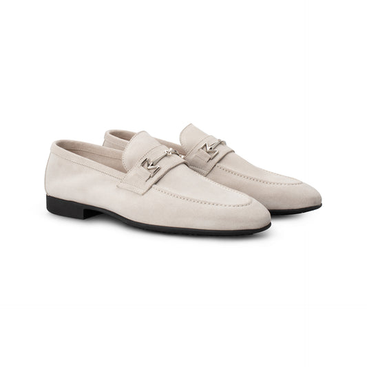 White Suede Loafer Moreschi Italian Shoes - Pairs Image