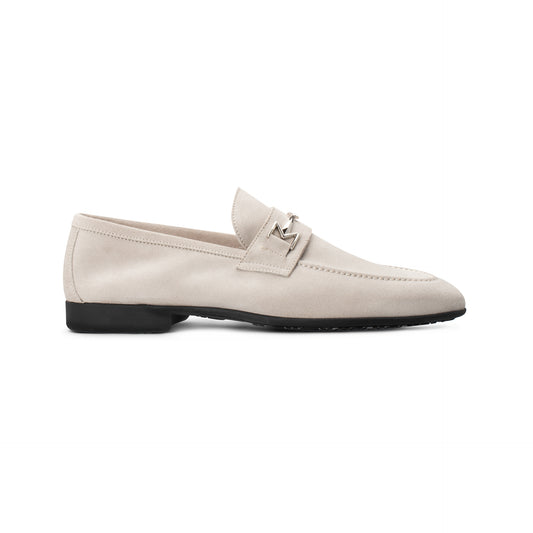 White Suede Loafer Moreschi Italian Shoes - Main Image