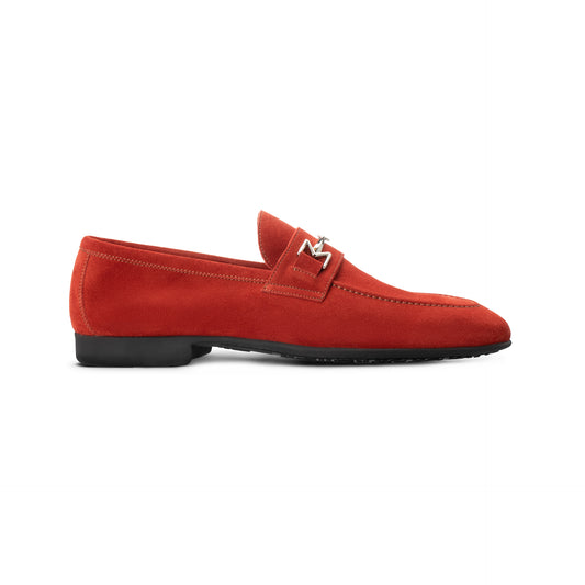 Red Suede Loafer Moreschi Italian Shoes - Main Image